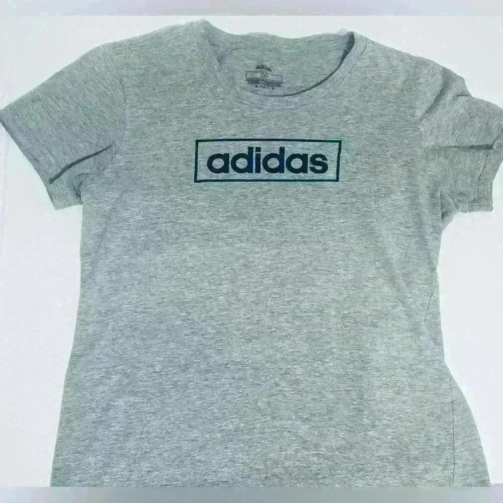 Adidas Core Box Graphic T-Shirt, Heather Gray, Women’s Size Small/Petite - Picture 1 of 10